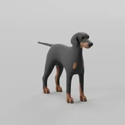 Stylized Doberman Low Poly