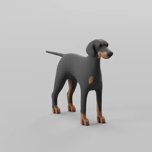 Stylized Doberman Low Poly