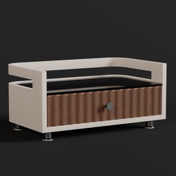 "Blender 3D Elegant Sideboard with Glass Shelf and Drawer in White and Brown Wood Finish, inspired by Cao Zhibai and rendered with Octane. Perfect for hallways and living spaces with a touch of Nordic crown luxury. Get this 3D model from BlenderKit today."