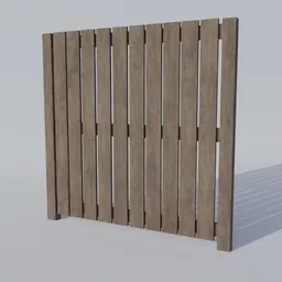 Realistic 3D wooden slat fence model, seamlessly extendable, perfect for Blender rendering and architectural visualization.