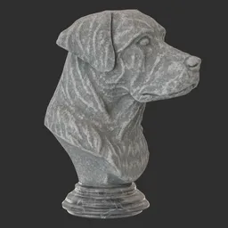 Dog bust stone statue