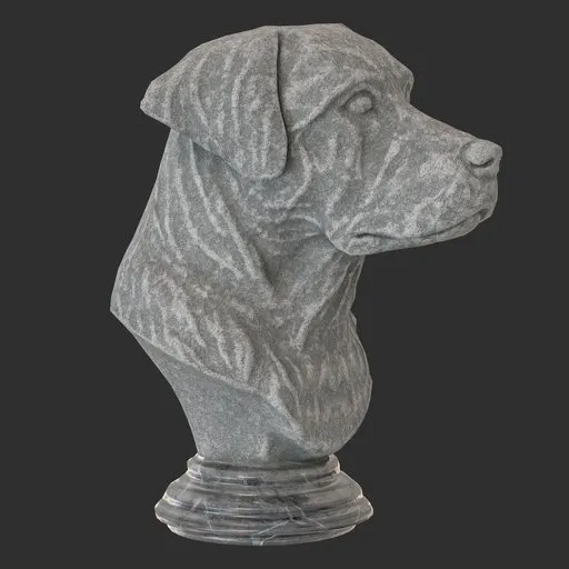 Dog bust stone statue