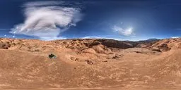 Dynamic 16k HDR image featuring a vast desert landscape with a clear blue sky, ideal for realistic scene lighting.