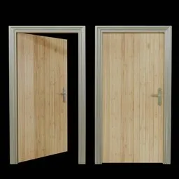 Realistic Blender 3D model featuring an articulate wooden door, perfect for architectural renderings.