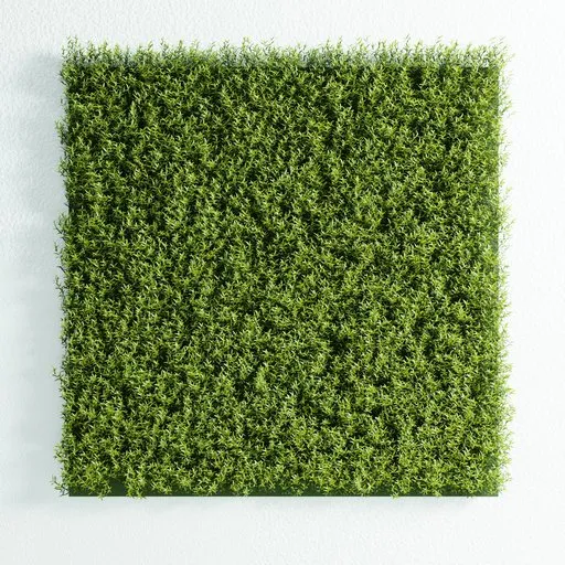 Highly detailed 3D model of a lush green rosemary wall panel, customizable in Blender, optimized with proxies for efficient rendering.
