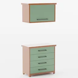 Wooden cabinet and drawer cabinet