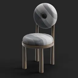 "3D model of a stylish Donut Chair for Blender 3D, featuring a cushioned seat and wooden frame. The design is inspired by Carl Gustaf Pilo and Frederick Hammersley, with a realistic skin shader and nonbinary model. Simple and elegant, perfect for furniture design projects."