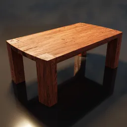 Realistic 3D model of a wooden living room table with detailed textures, suitable for Blender rendering.