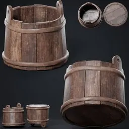 Rustic Wooden Tub with Lid