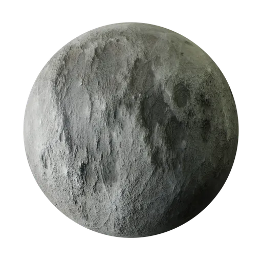 8K ultra-high resolution realistic moon surface texture for PBR shading in Blender 3D and other applications.