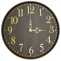 Detailed 3D model of a round wall clock with elegant numerals and adjustable hands, ideal for interior 3D scenes in Blender.