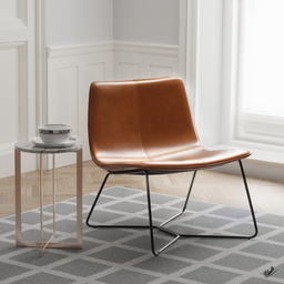 "West Elm Slope Leather Lounge Chair in Saddle Color Leather and Black Metal Frame. 3D Model for Blender 3D - Perfect for Interior Design Visualization. Realistic and High-Quality Rendering in Octane Render."