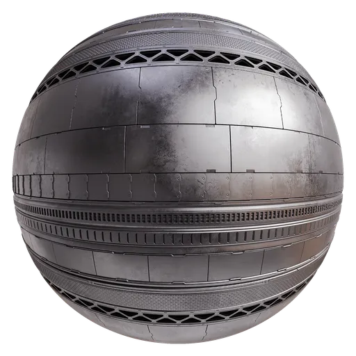 High-quality PBR Metal SciFi Trimsheet Texture for Blender 3D, ideal for futuristic and cyberpunk 3D scenes.