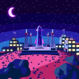 Stylized Cartoon Launch Complex