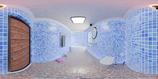 Blue Tiled Bathroom Interior
