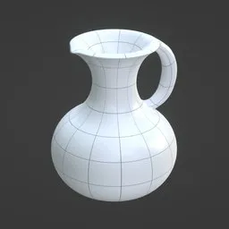 "A white ceramic water jug with a grid pattern, ideal for Blender 3D modeling. This 8L kitchen set model features realistic shading and a perfect anatomical design. Great for creating visually appealing 3D scenes or animations in Blender 3D software."