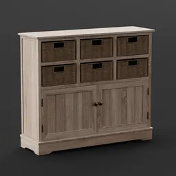 Rustic Cabinet with Wicker Drawers
