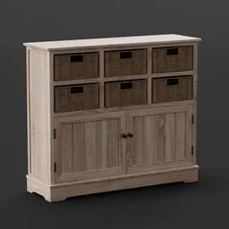 Rustic Cabinet with Wicker Drawers