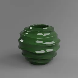 Emerald Green Reactive Glaze Ribbed Vase