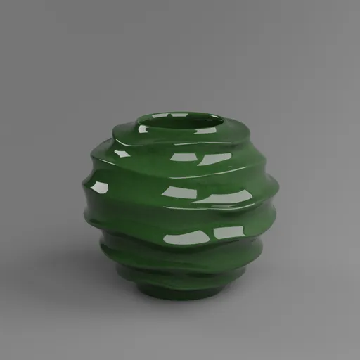 Emerald Green Reactive Glaze Ribbed Vase