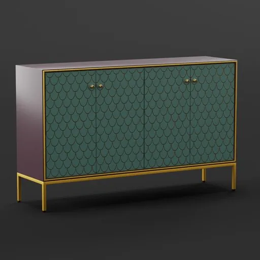 Modern sideboard with green scales doors