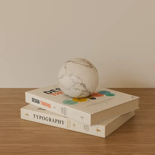 Design Thinking Books with Marble Sphere