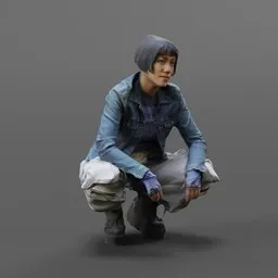 Sitting Y2K Girl Jeans Jacket