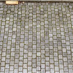 Detailed 3D model of weathered cobblestone pavement with high-resolution textures for Blender.