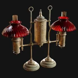 Victorian Double Student Lamp Ornate