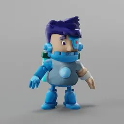"Rigged Cyborg Character 3D Model for Blender 3D - Low-poly, Clean Topology with UVs and Animation-ready Rigging."