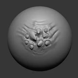 3D sculpting brush imprint showing detailed flesh spikes for modeling undead creatures in Blender 3D.