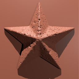 3D sculpt tool for Blender creates worn star pattern, ideal for aging textures in digital models.