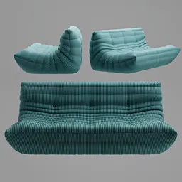 Togo Chair Large Blue - Sofa