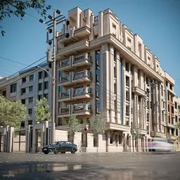 City scene - apartments,urban objects