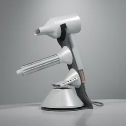 Whie Hairdryer with Attachments on the Stand