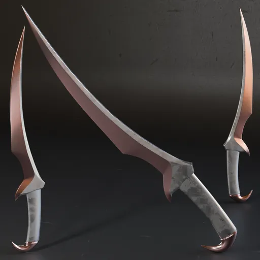 Detailed 3D model of a historic dagger with high-quality metal textures, optimized for Blender, ideal for war game designs.