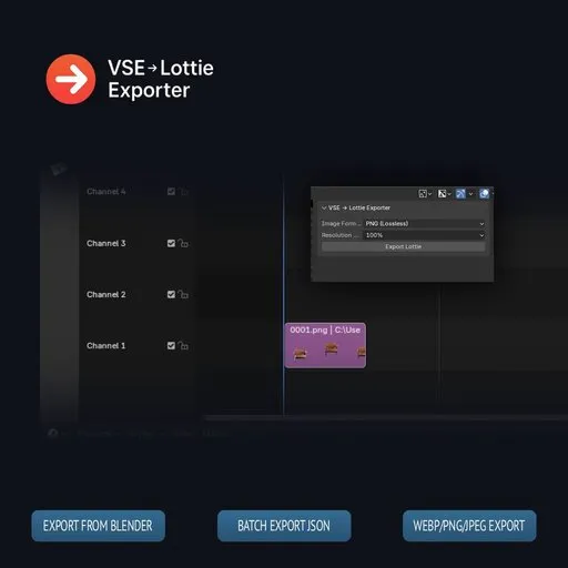 Blender VSE To Lottie Json Exporter | Import - Export add-ons | Blendkit