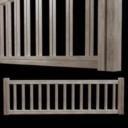 Detailed 3D wooden fence model, optimized for Blender, perfect for architectural visualization.