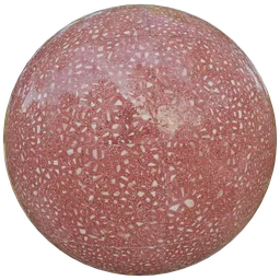 High-quality 2K red terrazzo seamless texture for 3D modeling and rendering, compatible with Blender and PBR workflows.