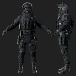 Police Tactical Unit Rigged Black