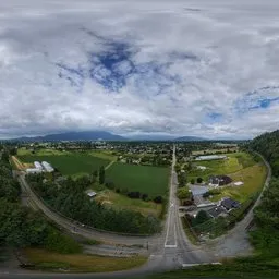 Town Green Fields Cloudy Sky
