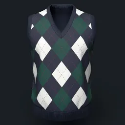 Navy Blue Argyle Knit Vest