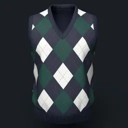 Navy Blue Argyle Knit Vest