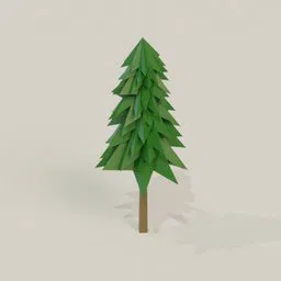 "Stylized low-poly pine tree, optimized for Blender 3D projects, perfect for games and virtual scenes."
