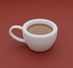 Realistic 3D model of a steaming coffee cup, ideal for Blender 3D projects involving food and drink setups.