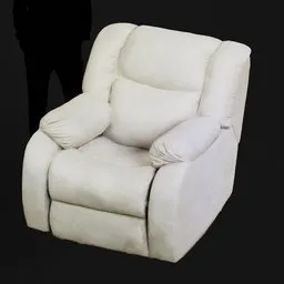 Realistic beige upholstered armchair 3D model with plush cushions for interior design in Blender.