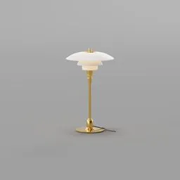 Detailed 3D rendering of a classic table lamp with layered shades, perfect for Blender 3D artists.