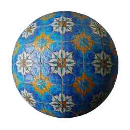Persian Art Embossed Ceramic Tile Blue