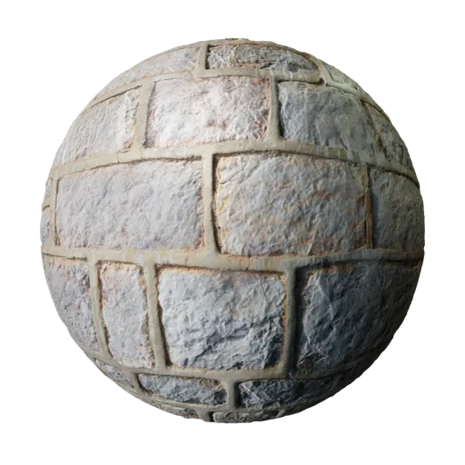 High-resolution 2K PBR sea defense stone texture with displacement and tiling for 3D models in Blender.