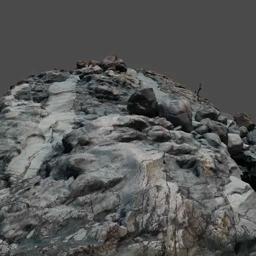 Realistic 3D scanned rock formation model for Blender, high-detail texturing, suited for CG landscapes.